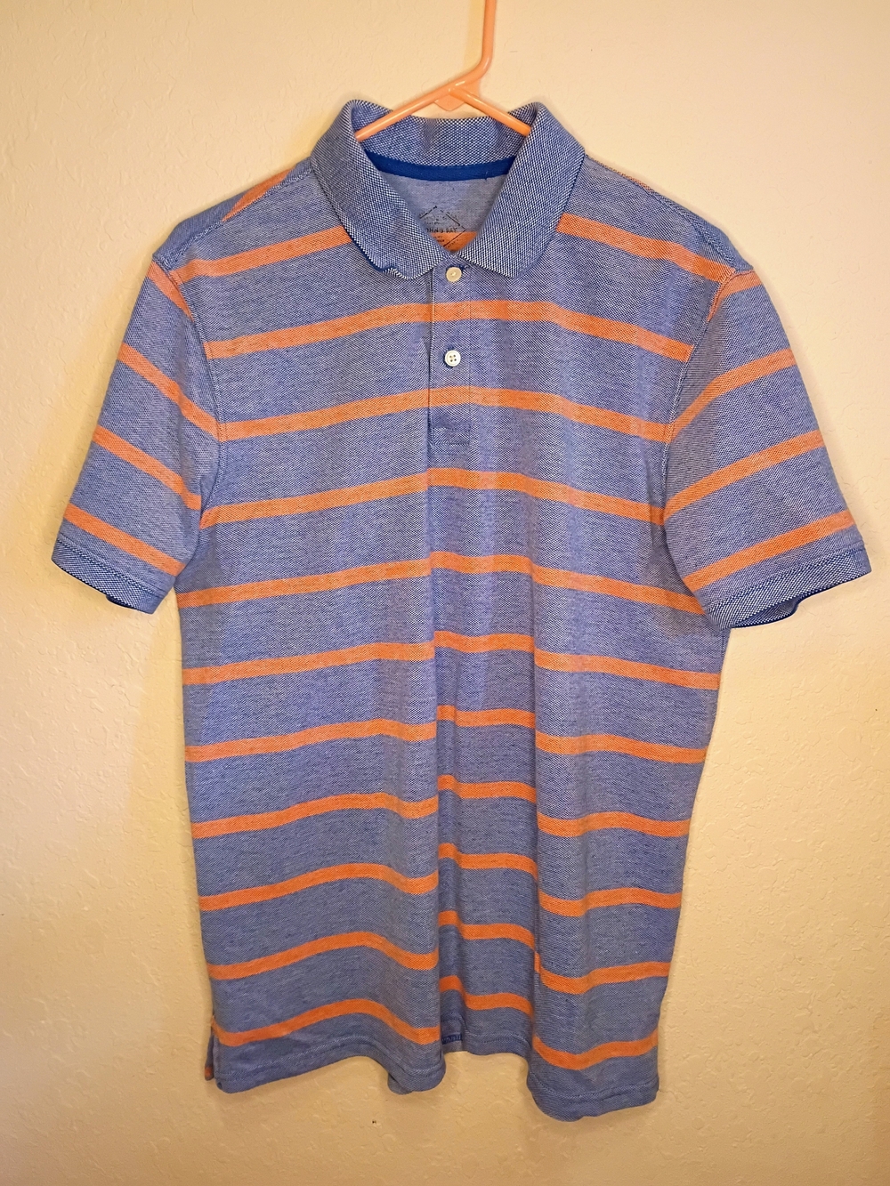 St. John Men's Blue and Orange Striped Polo